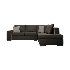 Corner sofa right New Toulouse taupe fabric with mocha cushions 260x205x93cm