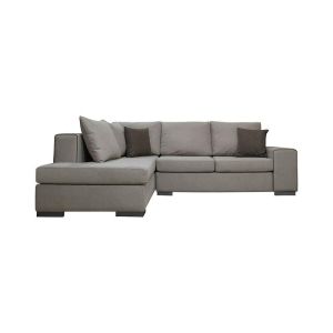 Ъглов диван ляв New Toulouse мока платове с възглавници в топ 260x205x93см