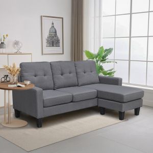 Ъглов диван обръщащ се ъгъл Meggy Hm3297.01 сив плат 184.5x129x86всм.