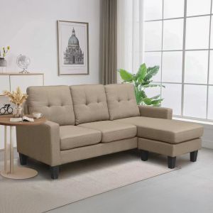 Ъглов диван обръщащ се ъгъл Meggy Hm3297.03 бежов плат 184.5x129x86всм.