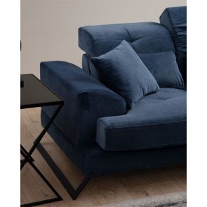 Corner sofa textile fabric blue color 308/190x92cm with pre-order