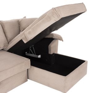 Corner sofa bed Aldo right corner with storage space beige fabric 256x91-159x87hcm Hm3276,01r