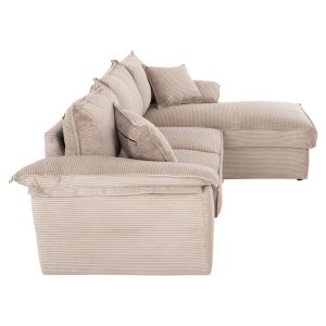 Corner sofa bed Aldo right corner with storage space beige fabric 256x91-159x87hcm Hm3276,01r