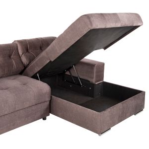 Corner sofa bed with storage space Clancy Hm3281,03r brown fabric 308x181x92hcm