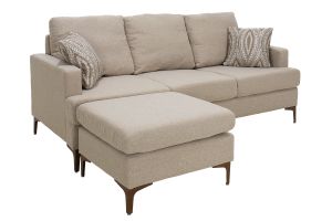 Corner sofa with beige fabric 185x140x70cm
