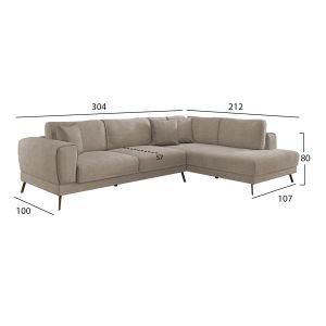 Ъглов разтегателен диван (десен) Zenora Hm3337.03r бежов плат 303x214x80всм