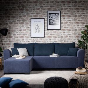 Ъглов разтегателен диван Migros син цвят 268x167x80см