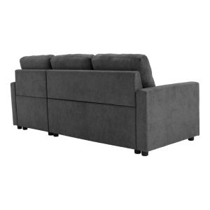 Napora corner sofa bed with storage, anthracite, fabric 214x83/138x90cm