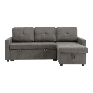 Napora corner sofa bed with storage, gray fabric, 214x83/138x90cm