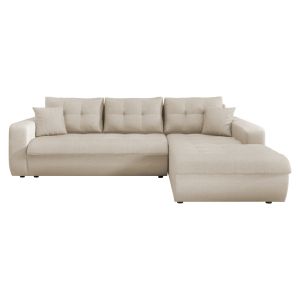 Ъглов разтегателен диван десен Kanso Hm3338.03r бежов плат 244x188x80всм.