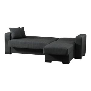 Ъглов разтегателен диван с обръщаем дизайн Dumma, антрацит, плат 226x148x86см