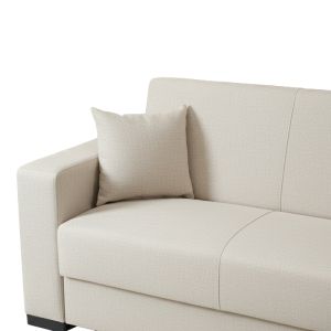Ъглов разтегателен диван с обръщаем дизайн Dumma, кремав плат, 226x148x86см