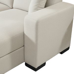 Ъглов разтегателен диван с обръщаем дизайн Dumma, кремав плат, 226x148x86см