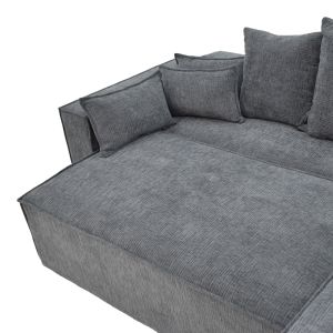 Kerbian corner sofa bed with reversible seat, dark gray color, fabric, 273x162x92cm