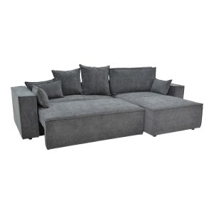 Kerbian corner sofa bed with reversible seat, dark gray color, fabric, 273x162x92cm
