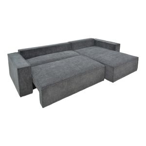 Kerbian corner sofa bed with reversible seat, dark gray color, fabric, 273x162x92cm