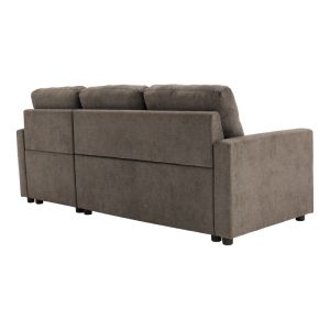Napora corner sofa bed with storage in gray-beige fabric 214x83/138x90cm
