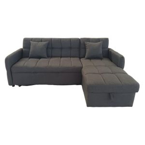 Ъглов разтегателен диван, обърнат, Nezu Hm3294.01, сив плат, 213x145x83всм.