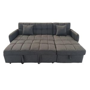 Ъглов разтегателен диван, обърнат, Nezu Hm3294.01, сив плат, 213x145x83всм.