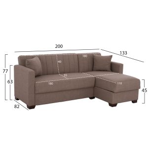 Corner reversible sofa bed in brown Hm3244,02