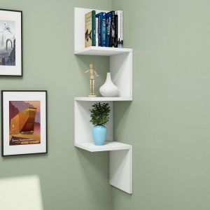 Corner wall shelf Insta white 25x25x105.5cm