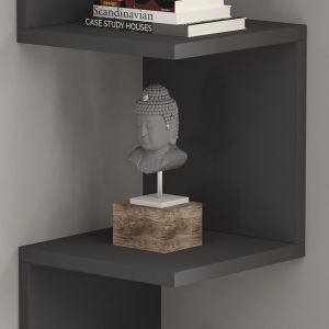 Corner wall shelf Insta in anthracite color 25x25x105.5cm