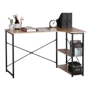 Corner desk Merlin right corner in oak color with black metal 120x73x75cm