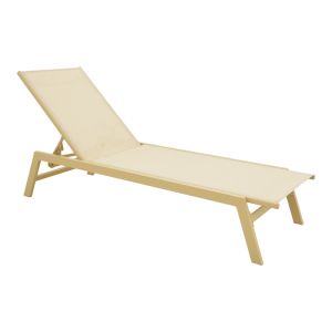 Алуминиев шезлонг Boka капучино-текстил в цвят шампанско 60x192x31см