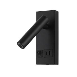 Аплик за легло с Usb Type C алуминиево-метална Led 2W 140LM 3000K 150X60X145MM 100-240AC черна Arte Illumina зареждане