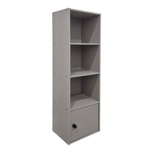 Lenobia bookcase with column and cabinet, light gray, 30.5x24x95cm