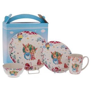 4-piece Easter ceramic set with bunny