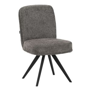 Въртящ се стол Novo, антрацитно букле плат, черни метални крака, 65.5x50x90см