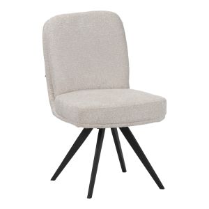 Въртящ се стол Novo, бяла букле материя, черни метални крака, 65.5x50x90см
