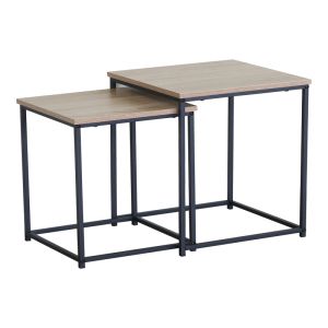 Masuta coffee tables 2 pcs. MDF black with marble effect - black metal