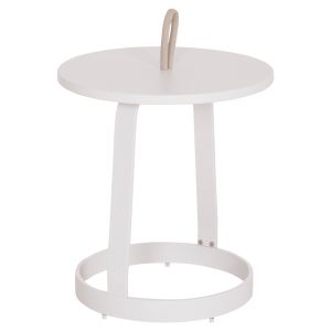 Garden side table Mino HM6433.02 aluminum white and beige with rope Φ47X53ВСМ.