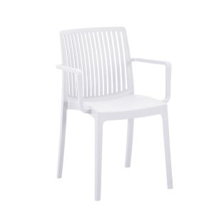 Градински стол от полипропилен ема с Uv защита, бял цвят, 55X56X82СМ