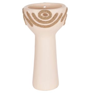 Decorative vase Dean HM4679.02 terracotta in creamy white with angel rope -- Φ18X35HCM.