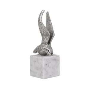 Декоративна настолна фигурка птица, никелов цвят 8X6X20СМ