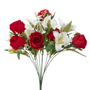 Decorative red and white lilies
