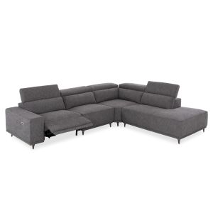 Right corner 5-seater sofa with adjustable headboard Lunaris SM3316.01R gray fabric 307X267X94V