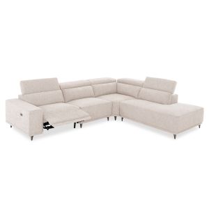 Right corner 5-seater sofa with adjustable backrest Lunaris SM3316.02R, ecru fabric, 307X267X94V