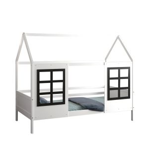 Детско легло тип монтесори Domer HM742.01 борова дървесина в бяло -- матрак 90X190 см.