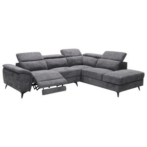 RIGHT CORNER SOFA - WITH EXTENDING HEADREST AND STORAGE SPACE RESTRO FB93339.01R GREY FABRIC 284X224X76CM.