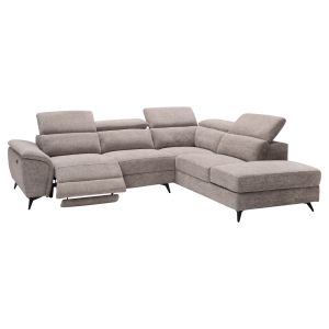 RIGHT CORNER SOFA - WITH EXTENDING HEADREST AND STORAGE SPACE RESTRO HM3339.02R BEIGE FABRIC 284X224X76CM.