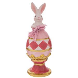 Ceramic cookie jar in the shape of an egg with a rabbit (pink) 13.5X13.5X37CM