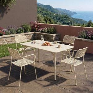 Moraja Federal 5-piece set, cream metal, 140x80x72cm