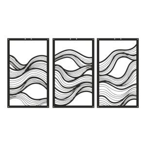 Oceana 3-piece wall decoration set, black metal, 30x0.15x50cm