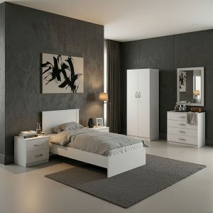 Комплект за спалня Athos White с легло 90x190 см, комплект от 5 части