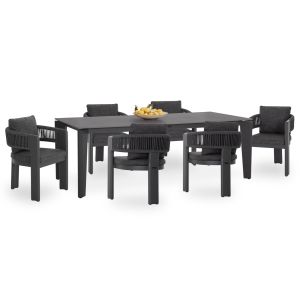 Outdoor dining set 6 seats Cerrig SM10851.01 aluminum - sintered stone - olefin in gray