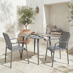 Heven Vista table and chairs set 3 pieces anthracite aluminum 80x80x72cm